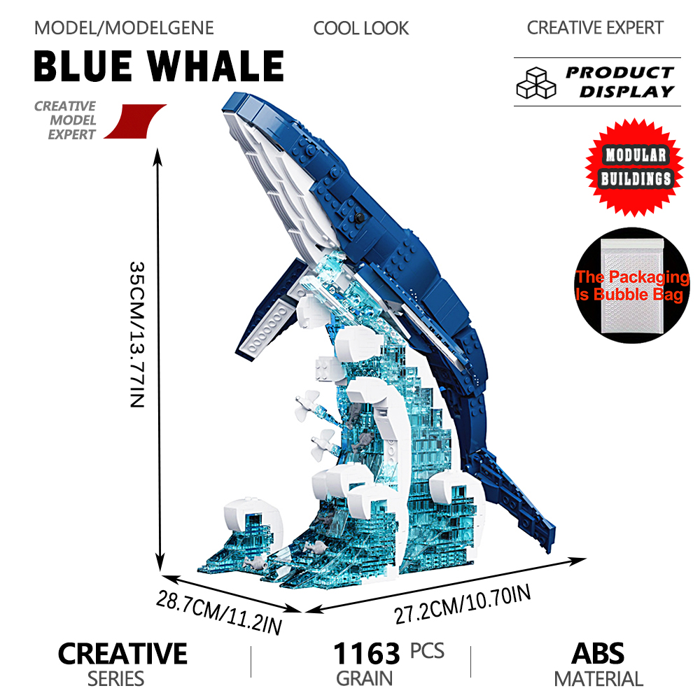 Ocean Blue Whale Model Buildin - Interior Design Lego review and price