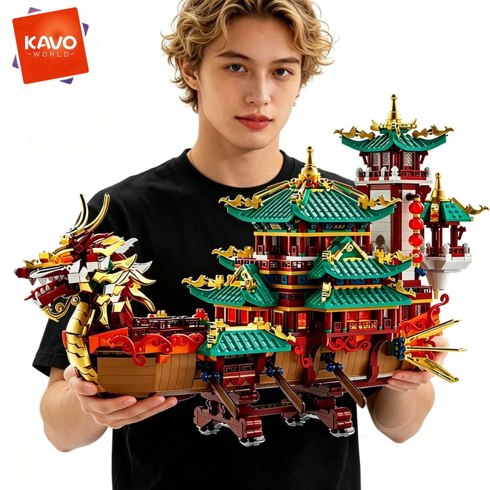 KAVOWORLD 2453pcs Dragon Boat  - Interior Design Lego review and price