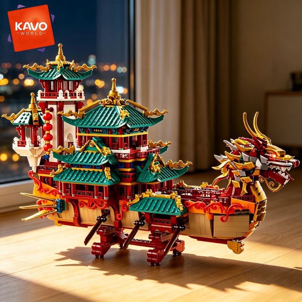 KAVOWORLD 2453pcs Dragon Boat  - Interior Design Lego review and price