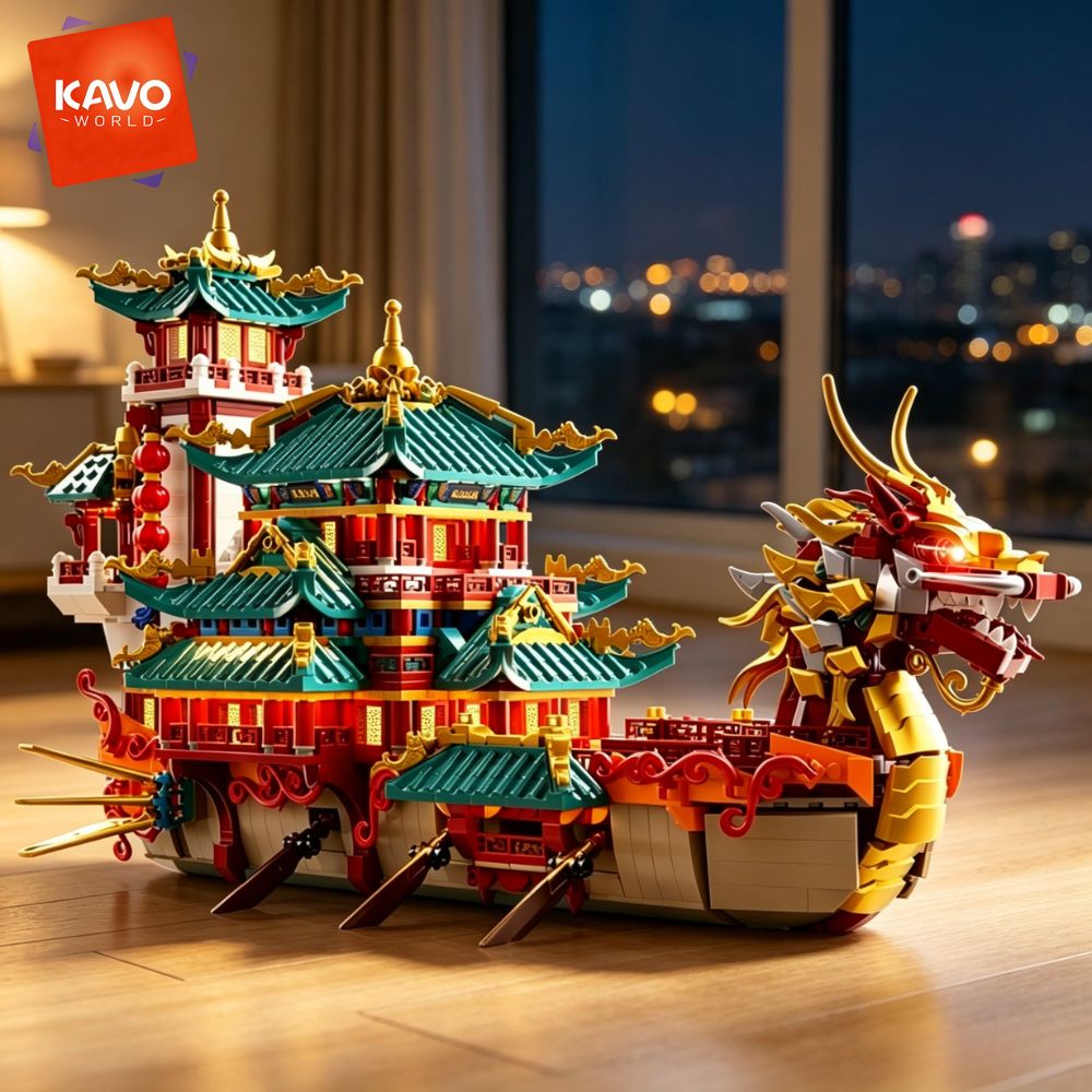KAVOWORLD 2453pcs Dragon Boat  - Interior Design Lego review and price